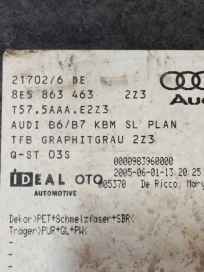 TAMPÃO ESTEPE PORTA MALAS 8E5863463 AUDI A4 2001 A 2006 - Imagem 7