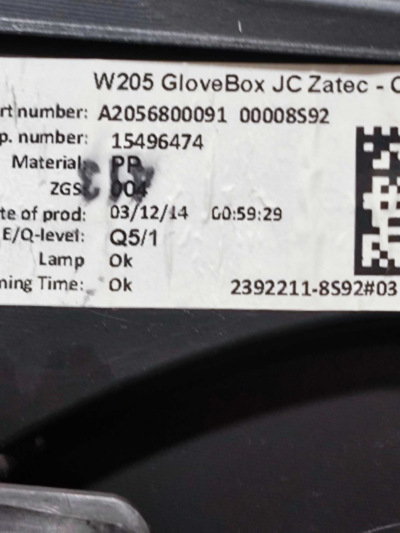 PORTA LUVAS A2056800091 MERCEDES C180 1.6 2015 2016 A 2018 - Imagem 8